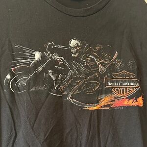 Harley-Davidson Black and Orange Skull Graphic Tee